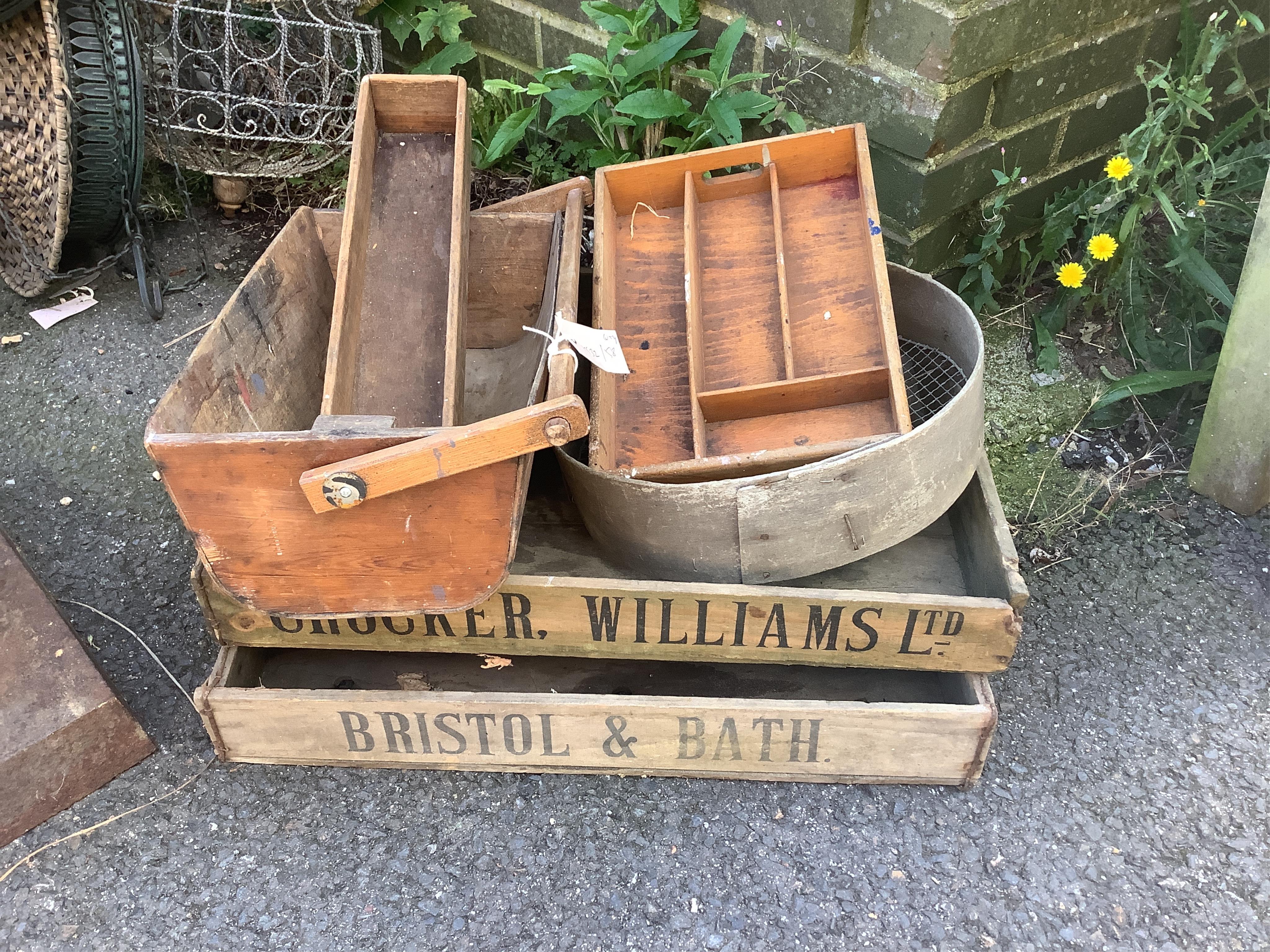 A collection of various trugs and trays. Condition - fair